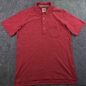 Relwen Polo Shirt Medium Red Striped Short Sleeve 100% Cotton